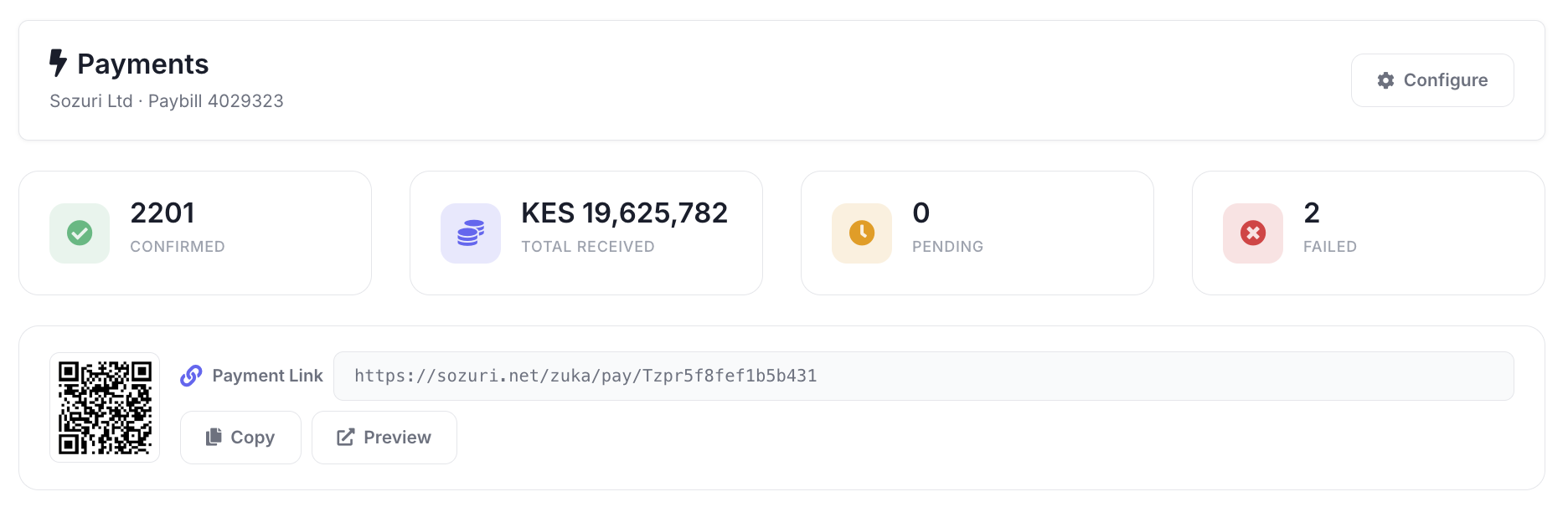 Payment link and QR code